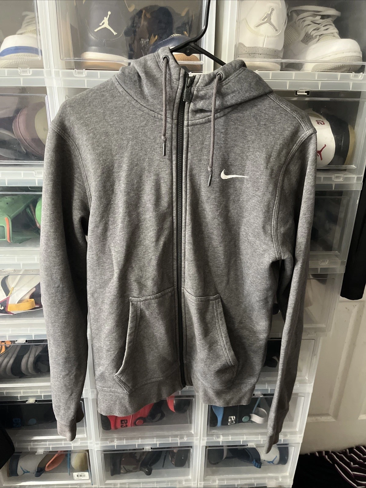 Nike Mens Size Small Lightweight Hoodie Gray Full Zip Cotton Blend
