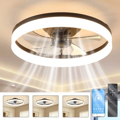 20'' Modern Fan Lights Flush Mount LED Ceiling Light kit With APP Remote Control