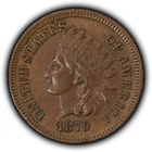 1879 1c Indian Head Small Cent - Chocolate Brown - AU - SKU-Y6522