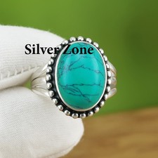 Turquoise Gemstone 925 Sterling Silver Handmade Jewelry Ring Size 5 to 10