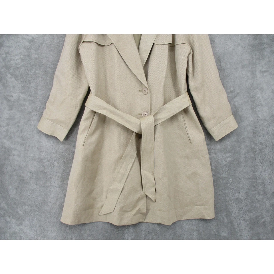Classiques Entier Jacket Womens Large Beige Linen Blend Trench Coat Lightweight - Image 4 of 4