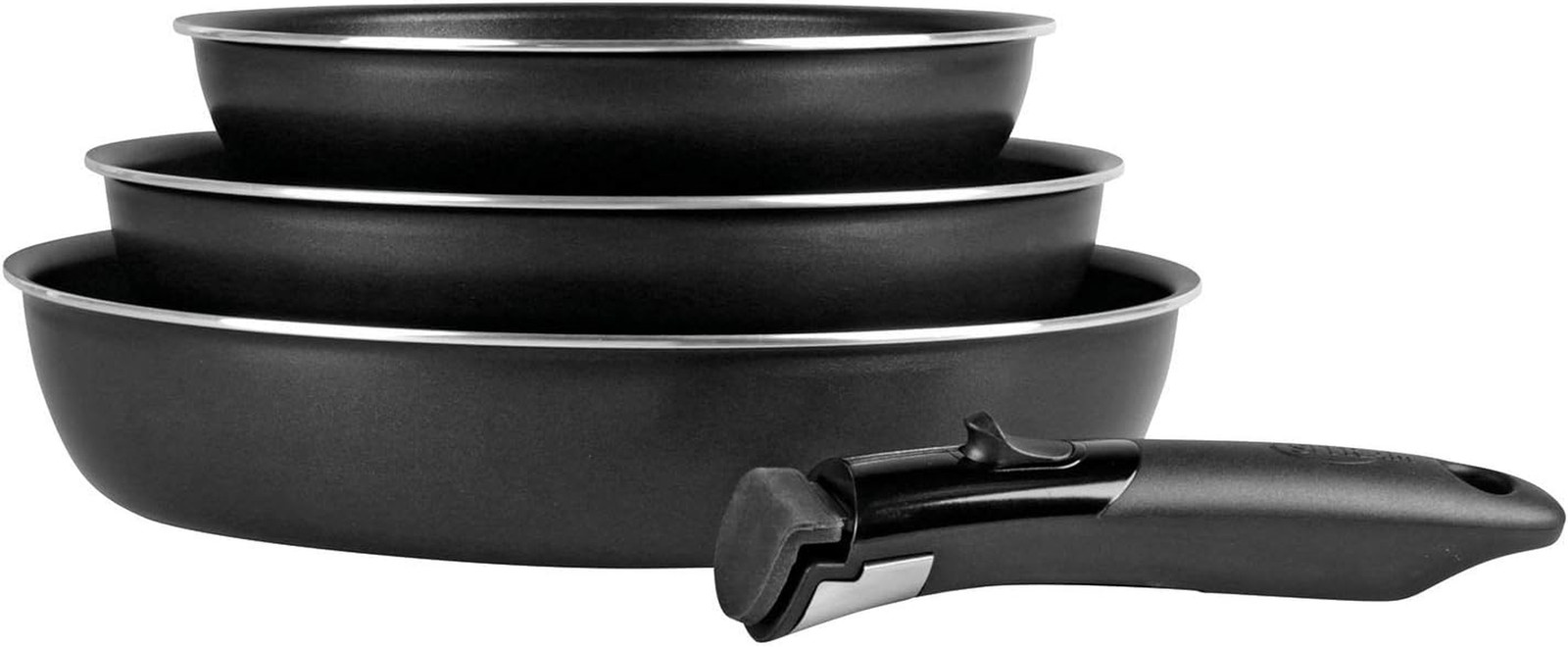Set 3 Padelle Sitramovible Nero: Creatività in Cucina Ø20/24/28