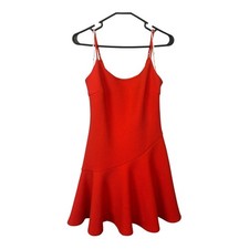 Lulus Our Last Dance Coral Red Ruffled Mini Dress Orange Asymmetrical Small