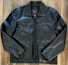 Vintage Y2K Arizona Faux Leather Mens Medium Motorcycle Jacket Moto Zip Lined