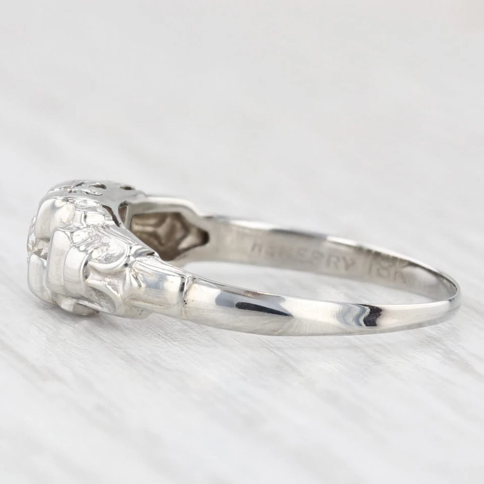 Vintage 0.15ctw Transitional Diamond Engagement Ring 18k White Gold Size 7.5 - Image 3 of 4