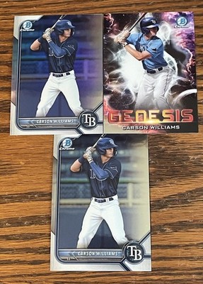 Carson Williams 2021 & 22 Bowman Chrome 3 Lot w/ 2 Refractors Free Ship