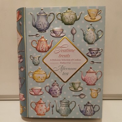 Tea Time Treats Keksdose, LEER blau geprägt 3D Deko Mehrweg Dose 