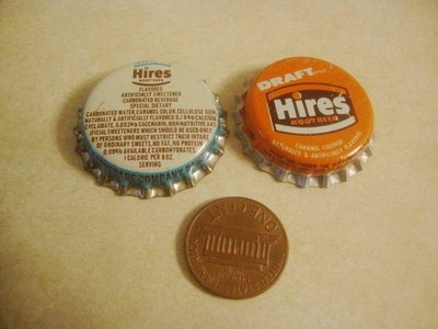 Vtg Cork Back Soda Pop Bottle Caps x2 HIRES ROOT BEER 1 DIET Cap Advertising NOS