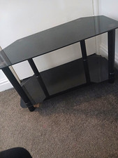 Black Glass Rectangular Console Table with Shelf 75x30x75 cm