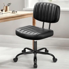 Small Armless Home Desk Chair with Low Back Lumbar Support, Height Adjustable...
