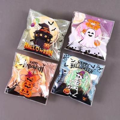 50/100 Stück Halloween Süßigkeiten Tüten Kürbis Geist Plätzchen Geschenk Selbstversiegelnd Leckerlibeutel