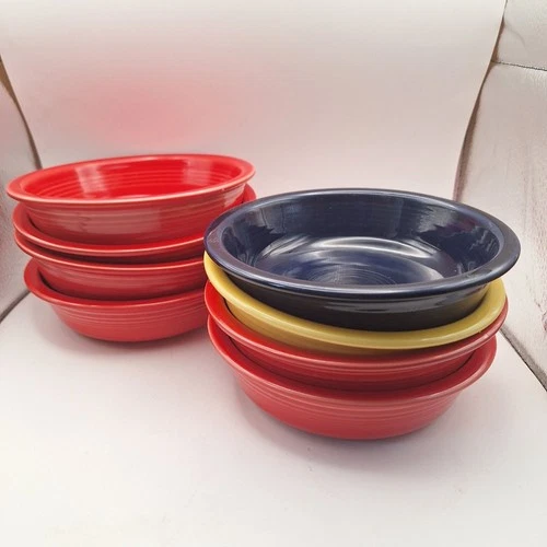 LOT OF (8) VINTAGE 1986 FIESTAWARE HLC USA FIESTA CEREAL SOUP PASTA BOWLS USA