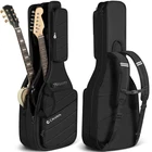 Dual Electric Guitar Gig Bag for 2 Guitars - Padded, Black Backpack