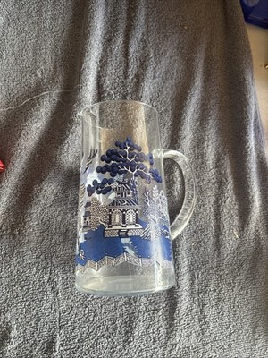 VINTAGE BLUE WILLOW Pitcher 7.75Inches Tall 3 1/2 Wide