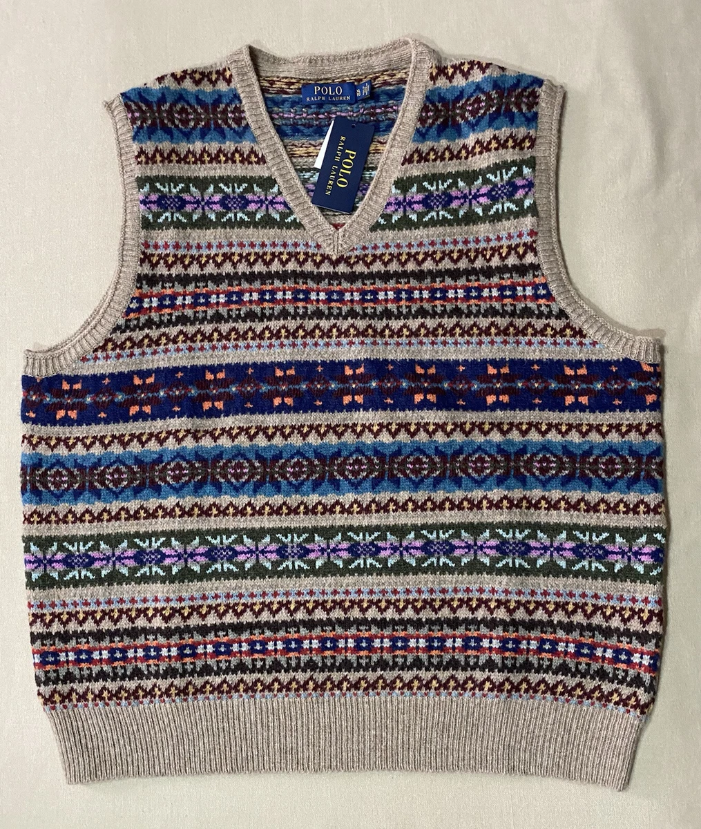 Polo Ralph Lauren Men's FAIR ISLE Classic Fit Sweater Vest Camel