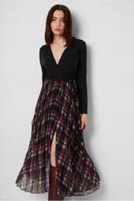 French Connection Armo Mix Jersey Check Dress SZ US 8 NEW