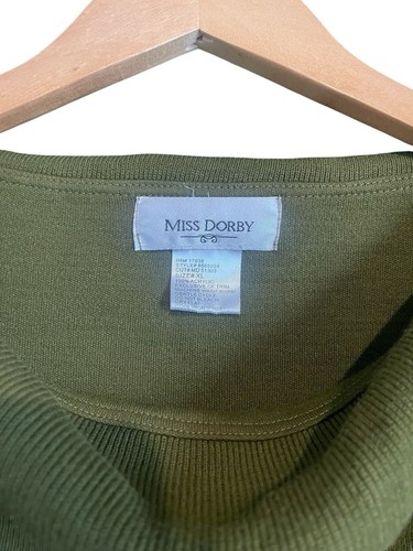 Miss Dorby Dark Olive Green Sweater with Fringe Size XL 90s Vintage Boho - Picture 5 of 10