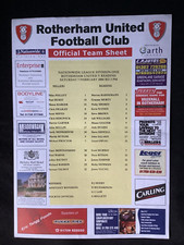 2003/4 Rotherham Utd v Reading teamsheet