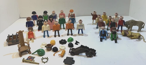25 Vintage Playmobil Geobra People Figures Mixed Lot 1974-93 With Accessories