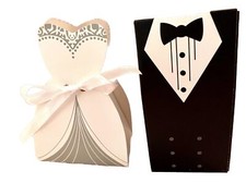 Wedding Favor Bride And Groom Boxes 100 Count Per Pack 4x2.5 In Assembly Require