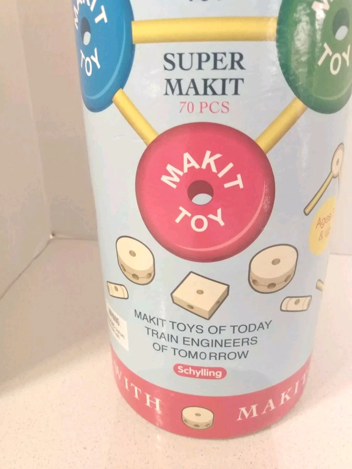 Super Makit Toy Schylling Classic Wood Construction Toy 60 Pieces - Image 4 of 4