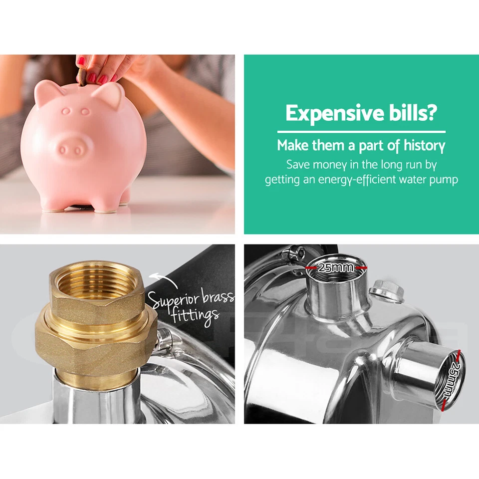 Giantz Water Pump Garden High Pressure Multi Stage Rain Tank Irrigation Boiler - image 4 of 4