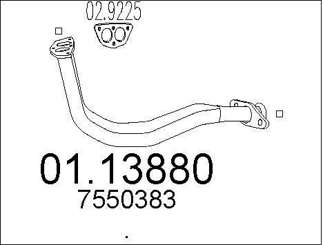 Tuyau d'échappement Fiat Panda 1000 4x4 essence de rechange pour ligne d'origine