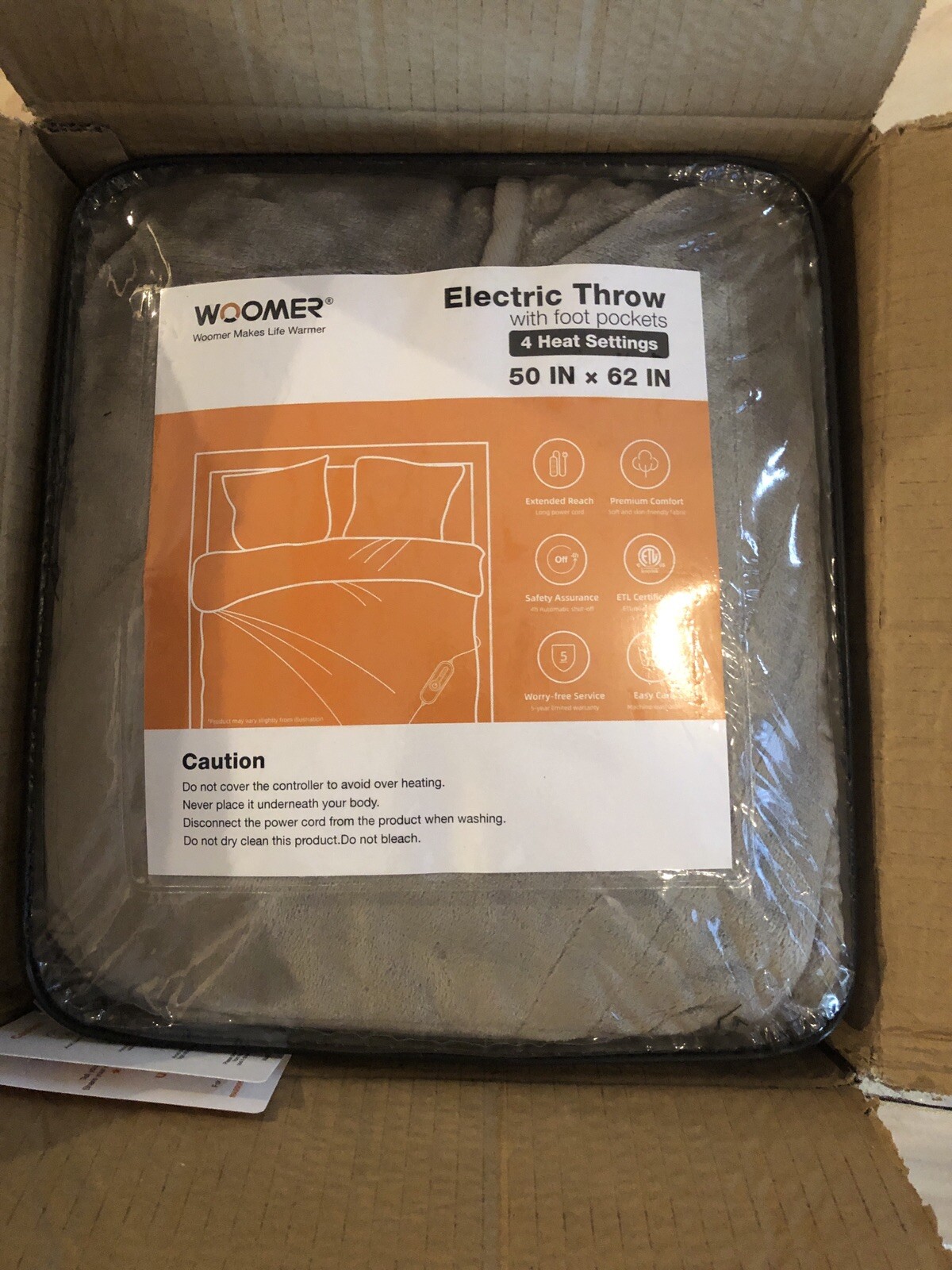WOOMER Electric Throw with foot pockets 50x62 | eBay