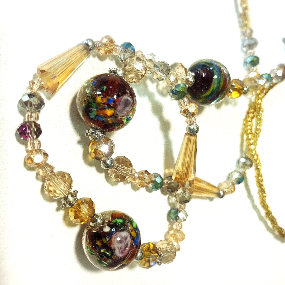 Japanese Traditional Glass Crafts Necklace Cloisonné Style#009