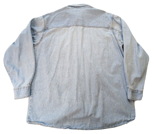 Camisa Levis De Colección Para Hombres Grande Denim Rojo Pestaña Metal Botones Azul Levi Años 90 90 - Imagen 3 de 4