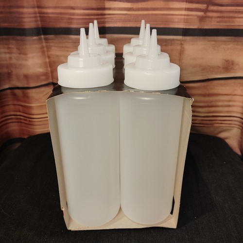 Tablecraft 32 oz Clear Widemouth Squeeze Bottle 6-Pack - Picture 2 of 3
