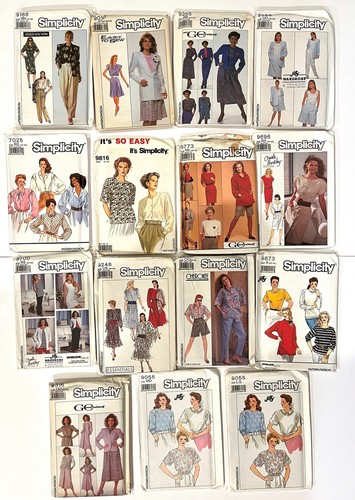 Lot de 15 motifs de couture vintage des années 1980 simplicité NON COUPÉS INUTILISÉS 10-18 -20 grands - Photo 2/6