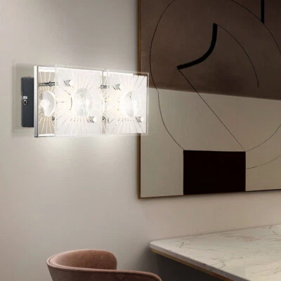 Lampe Murale De Salon Applique 2X LED Motif En Verre Chromé Avec Des Cristaux - Photo 1/4