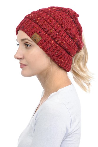 C.C BeanieTail Soft Stretch Cable Knit Messy High Bun Ponytail Beanie Hat - Picture 107 of 230