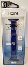 iHome Apple Watch 42/44mm Navy Blue Sport Silicone Band Snap Closeure NEW IN BOX