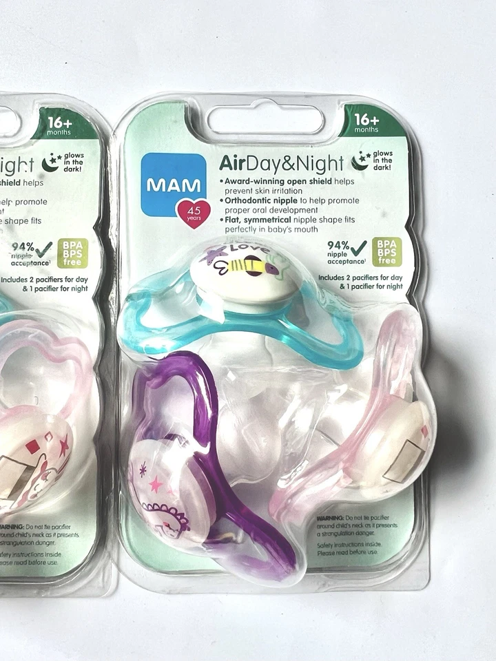 MAM Orthodontic Pacifier Air Day & Night 6 Pack 6-16 Months Glow In Dark - Image 2 of 4