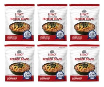Legacy's Premium Emergency Food Storage Essentials Dehydrated Refried Beans 6 Pa