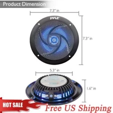Pyle PLMRS63BL 6.5 Inch Waterproof Low Profile Marine Speakers,(2 Pack),USA Fast