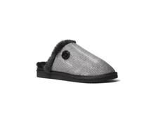 New Women's Michael Kors Janis Faux Fur Lined Slippers Anthracite/Black 6,7,8
