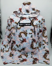 Original Gravity Chinese Dragon Streetwear Pink L/S Hooded T-Shirt New W/Tags