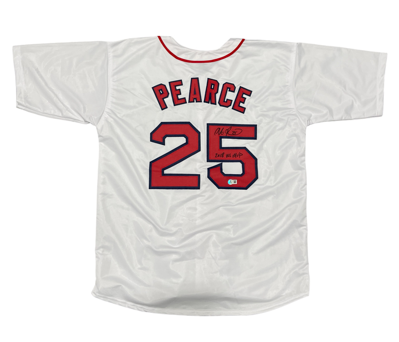 Steve Pearce Signed Boston Red Sox Custom Jersey w 2018 WS MVP Beckett W BAS COA