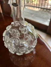 Clear Blown Art Glass Vase With Applied Circles Made In Switzerland