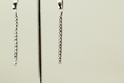 18k White Gold Sonia Bitton Diamond Tennis Dangle Earrings 7 Grams (EAR5604) - Picture 12 of 20