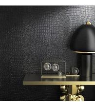 39.4 Ft x 17.7'' Crocodile Wallpaper Lavish Black Matte Crocodile Textured Wa...