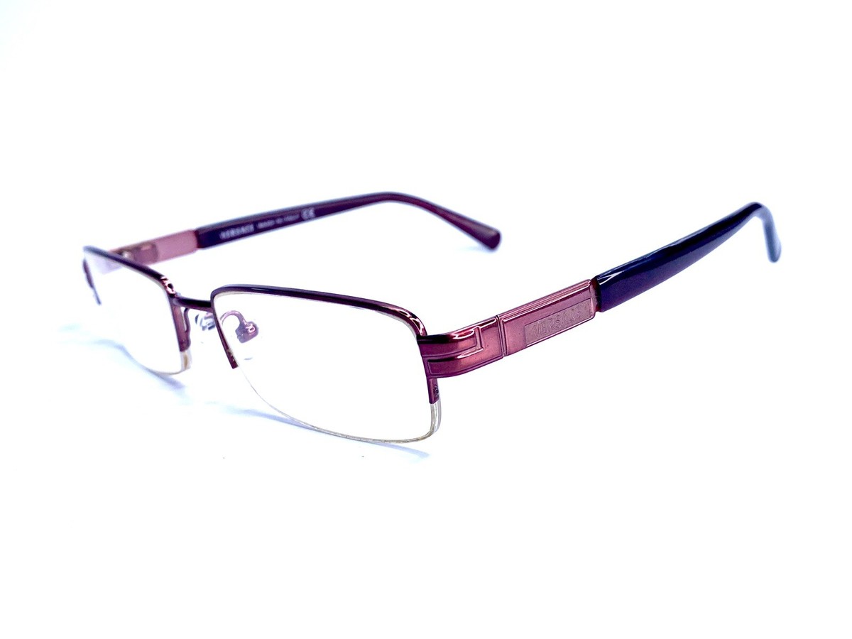 Versace Rose Rectangular Glasses Versace Rose Metal Rectangular Glasses Burgundy Temple MOD  main image 2