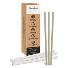 50 Pack Disposable O Powder Straws 7.88" Compostable Single Wrapped Drinking Str
