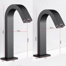 Black/Chrome Touchless Bathroom Sink Sensor Faucet Waterfall Spout Mixer Tap