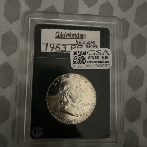 1963 P SILVER FRANKLIN HALF DOLLAR PROOF MIRROR LIKE/ Gold tone
