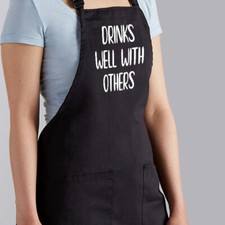 Funny Drinking saying Drinks Well With Others gift Apron Cooking Chef Baking Pun