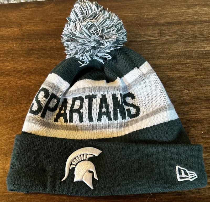 New Era Men's Michigan State Spartans Green Cheer Knit Pom Beanie